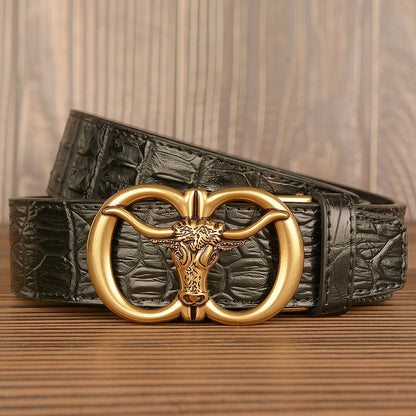 Oxhead retro belt buckle detail