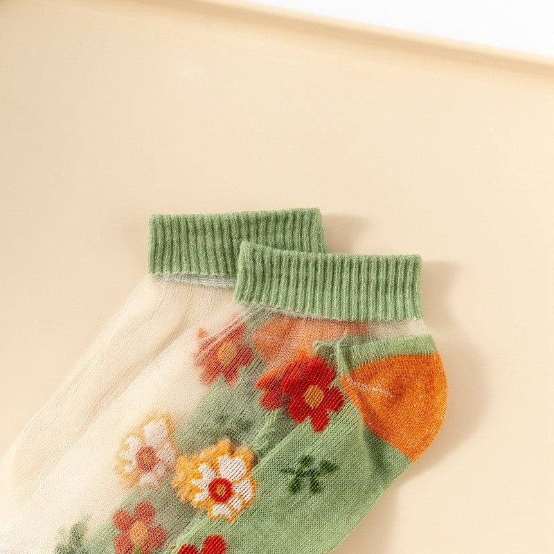 Floral sheer mesh socks lifestyle