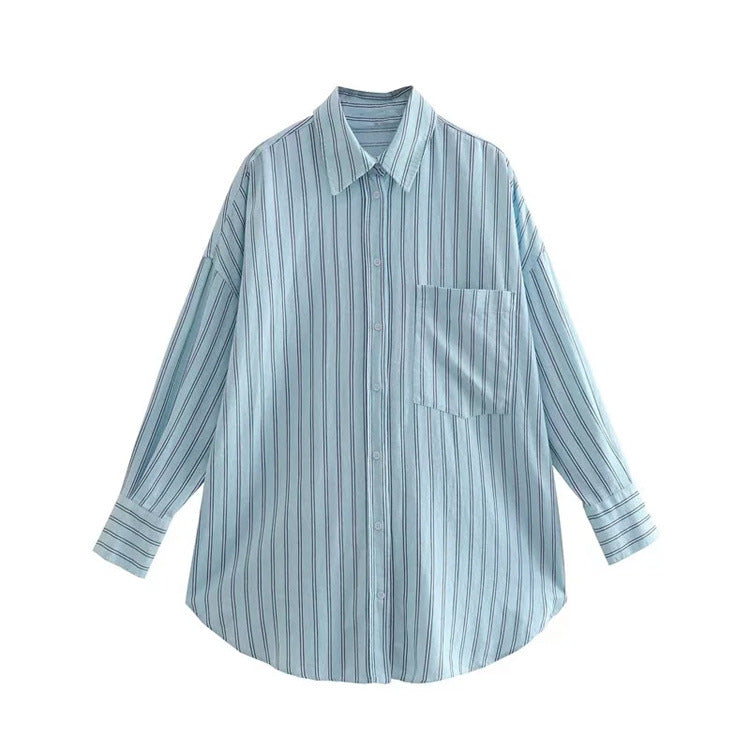 Women's estate linen shirt alternate color stripe