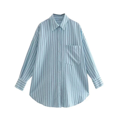 Women's estate linen shirt alternate color stripe