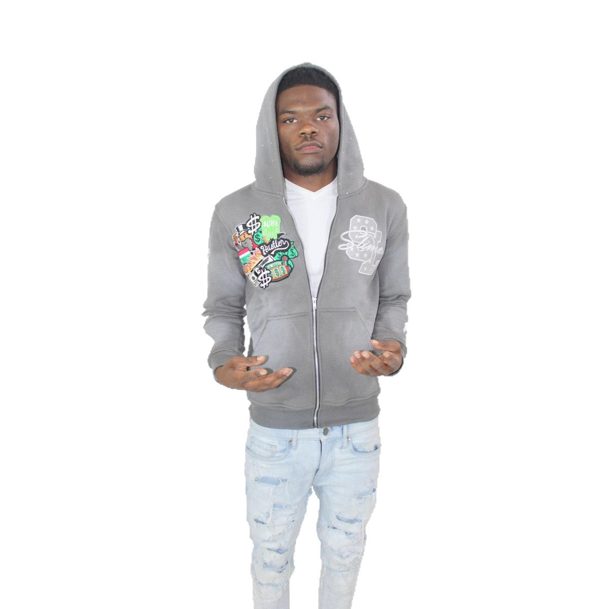 Embroidered Hood Cardigan