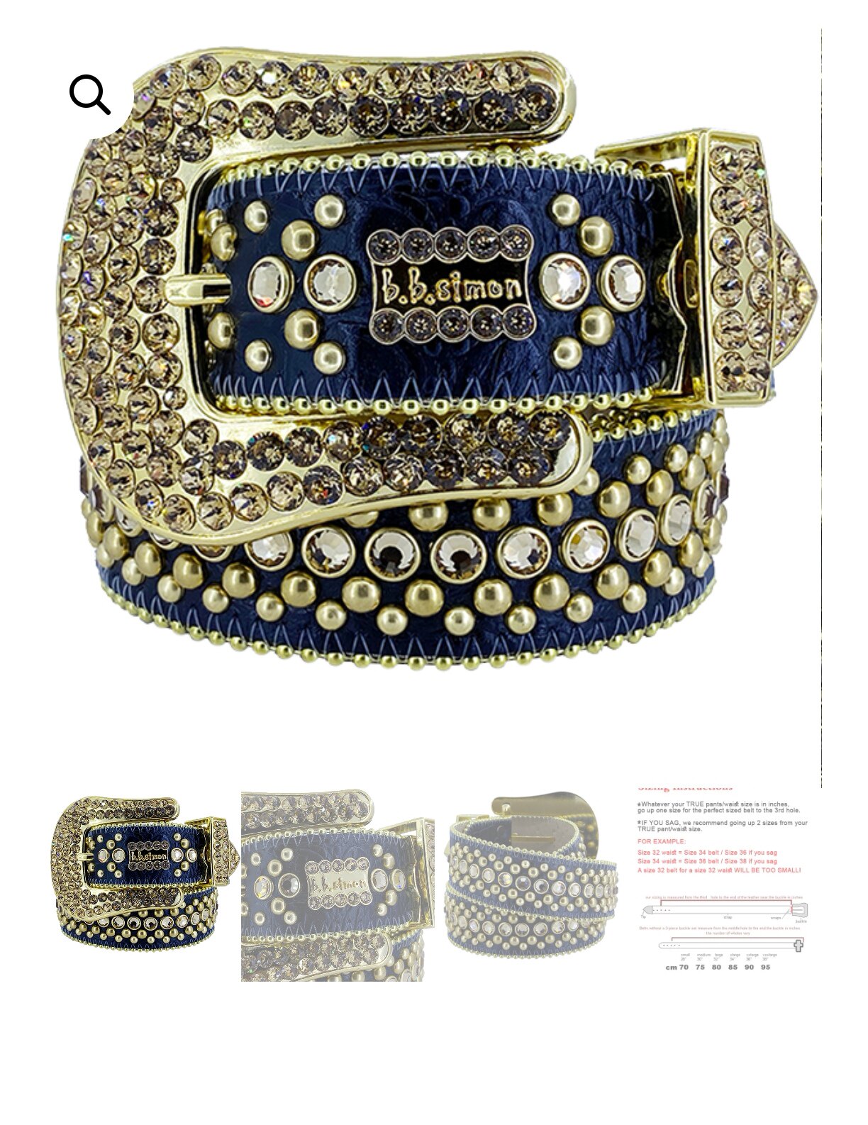 Rhinestone leather belt on model