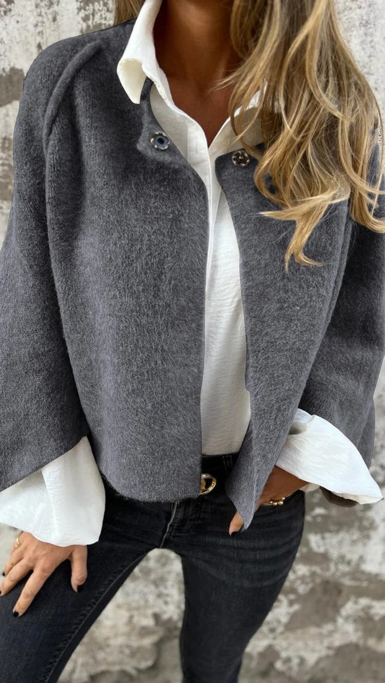 Batwing cropped knit cardigan full length