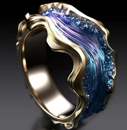 Wave oil drop diamond ring pair view