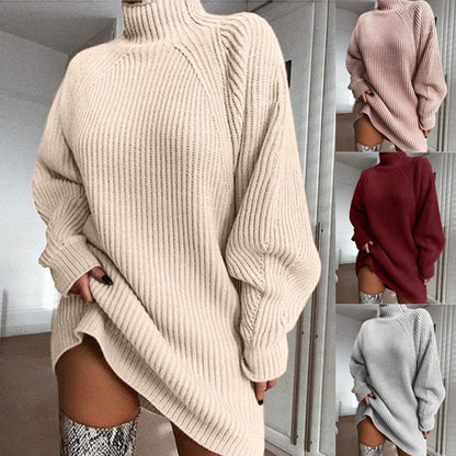 Turtleneck long sweater back view