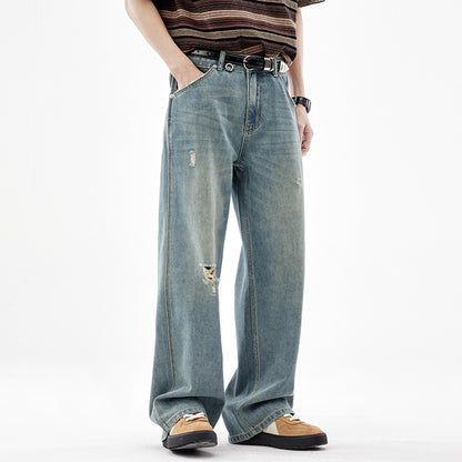 Men's American ripped jeans waistband