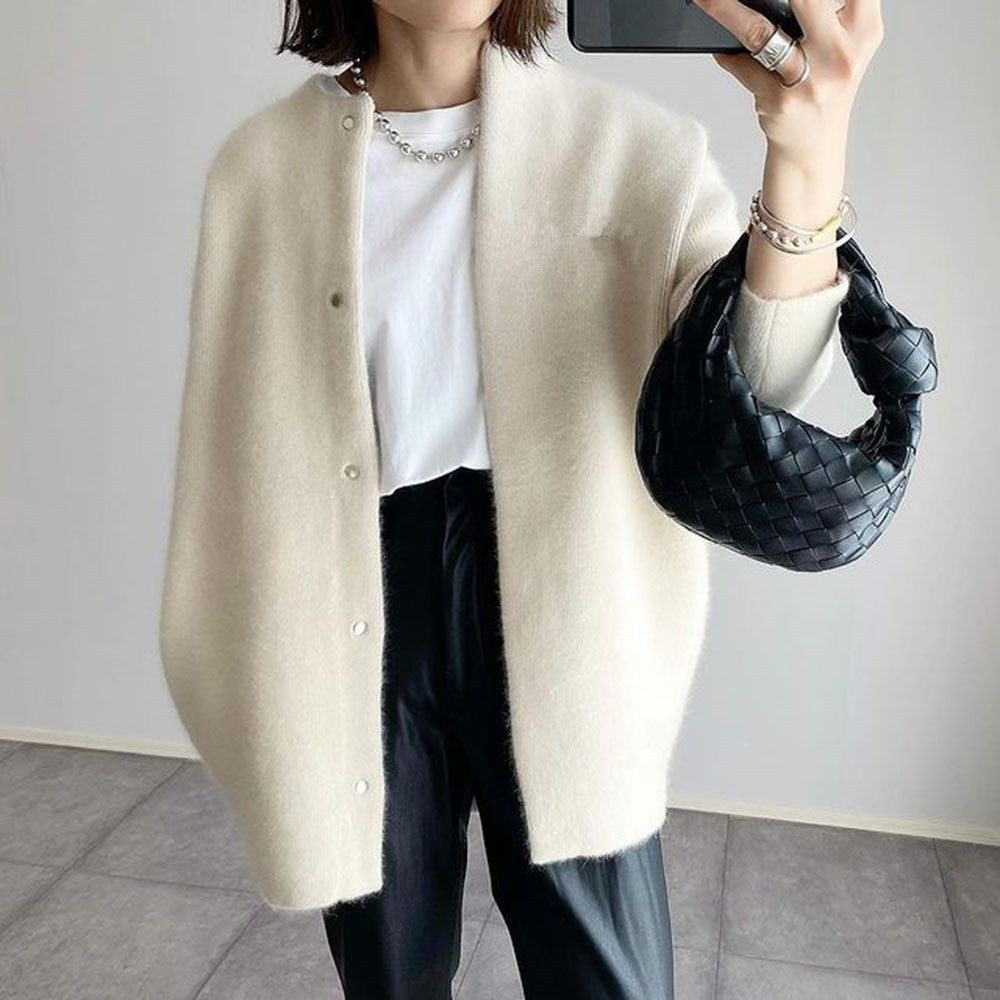 Single breasted knit cardigan button detail