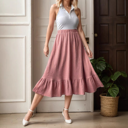 Layered Pleated Midi Skirt