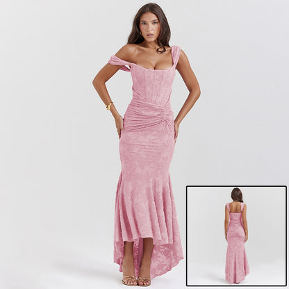 Backless ruched bodycon dress side view