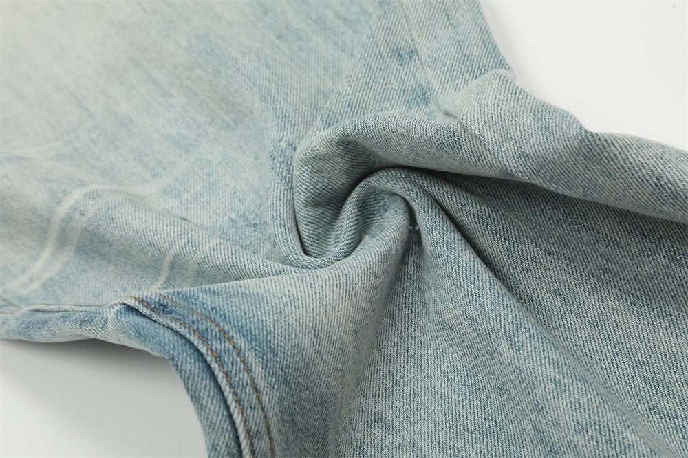 Men's vintage washed straight jeans alternate color