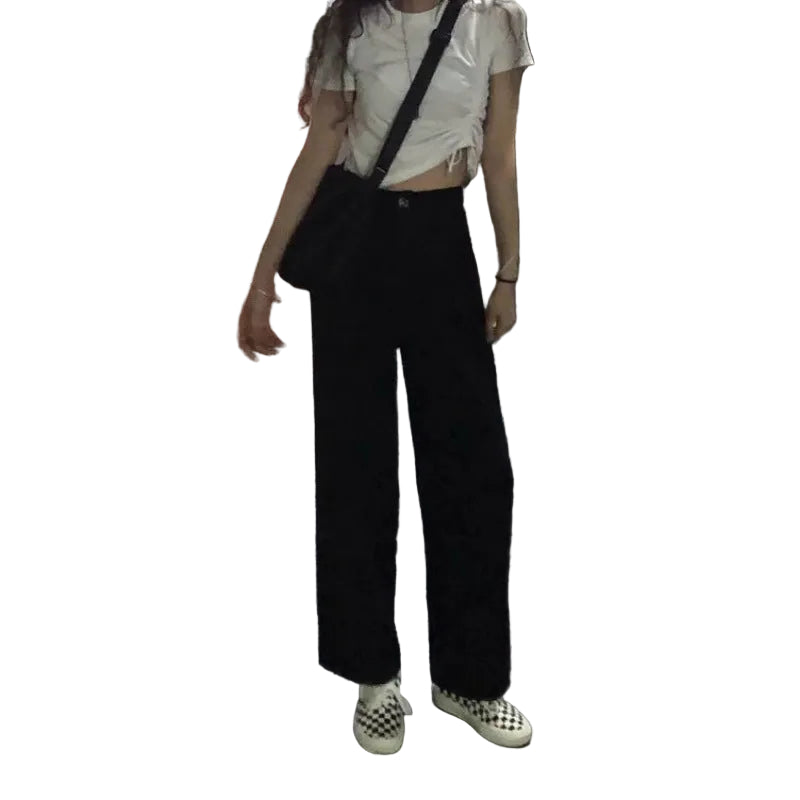 Women's American retro wide leg jeans casual denim