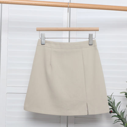 Women's Oxford straight mini skirt back view