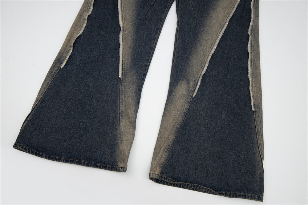 Men's zipper inkjet jeans back view