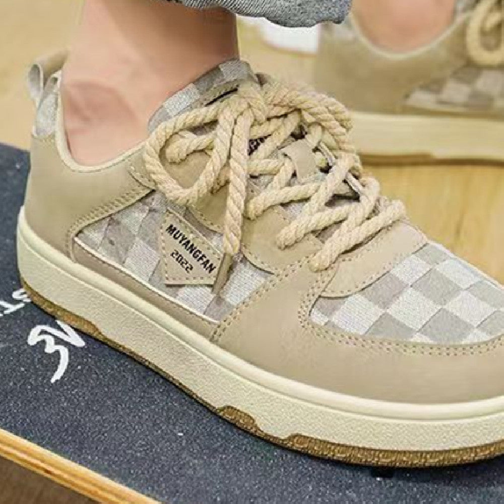 Men's retro chessboard sneakers lifestyle styled