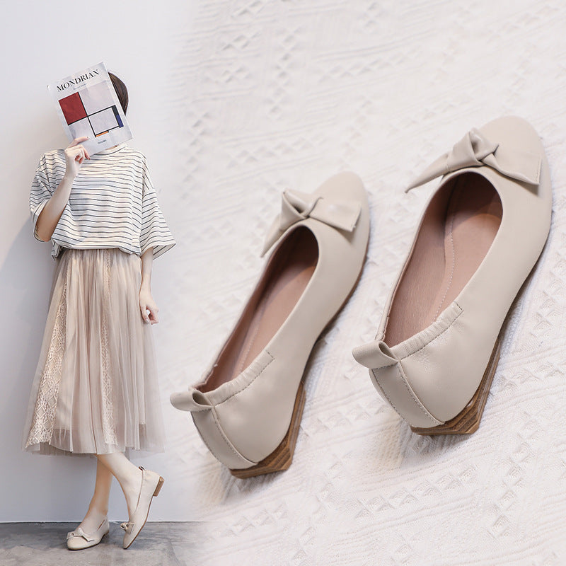 Women's leather pea shoes color options