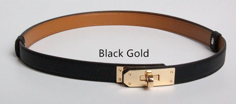 Women's vintage slim belt on model lifestyle