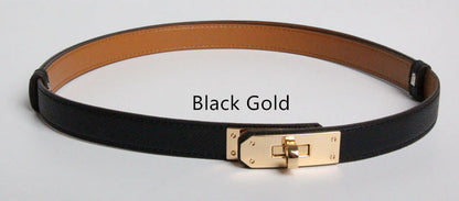 Women's vintage slim belt on model lifestyle