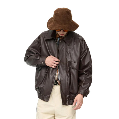 Men's retro street PU jacket casual fashion outerwear