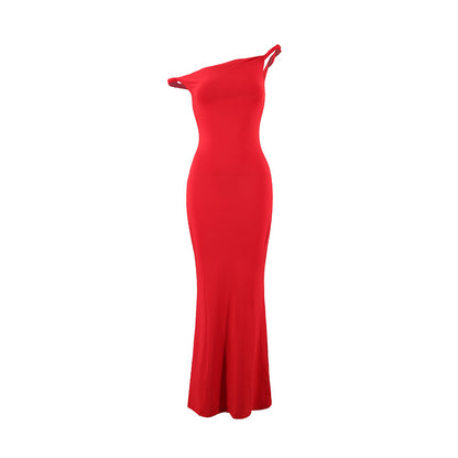 Women's one-shoulder bodycon dress full length model