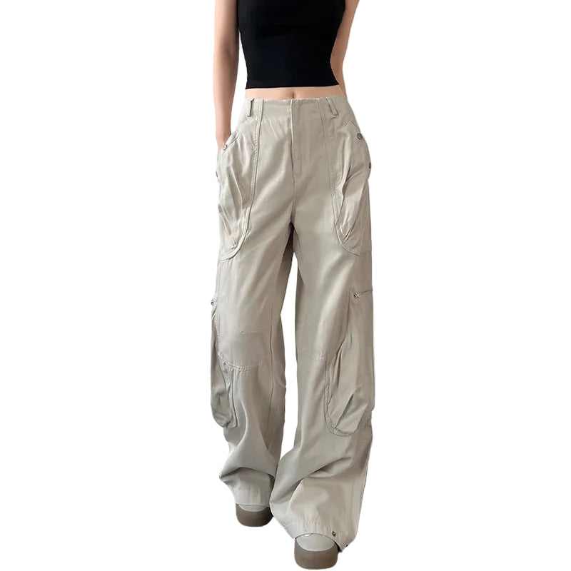Women's wide leg pocket overalls casual fashion pants