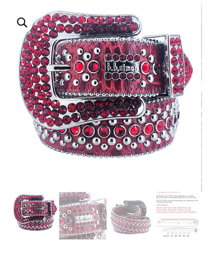 Rhinestone Leather Belt