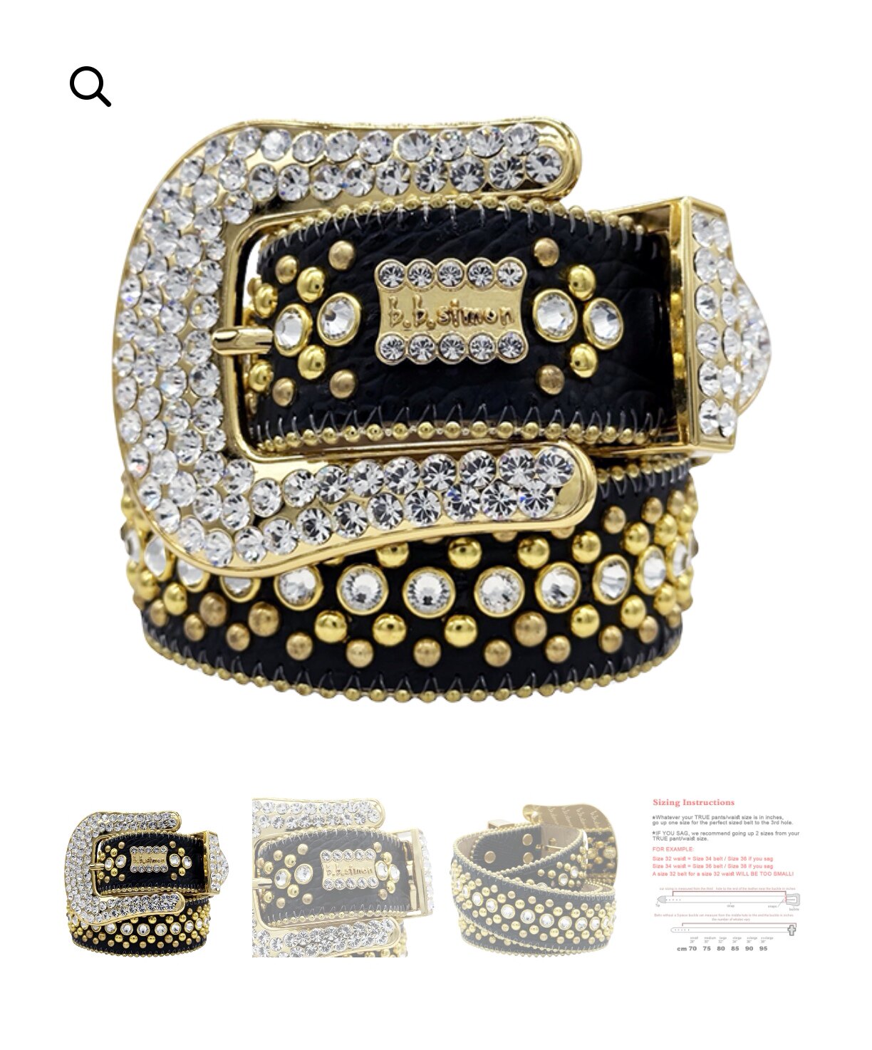 Rhinestone leather belt color options
