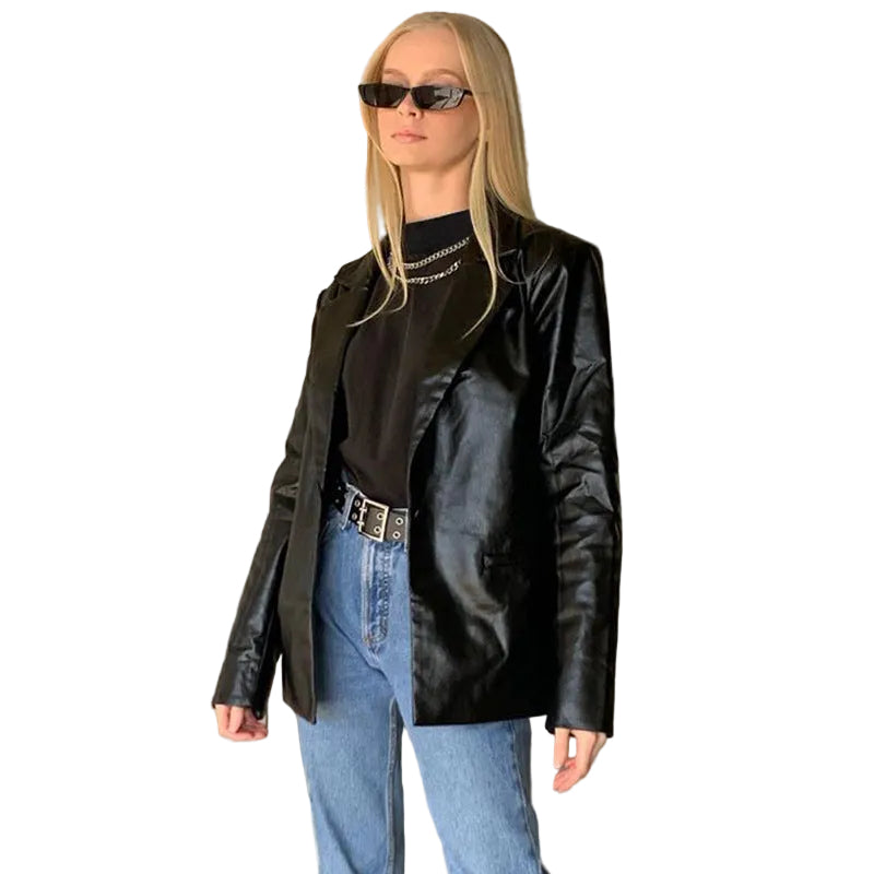 Lapel Casual Leather Jacket