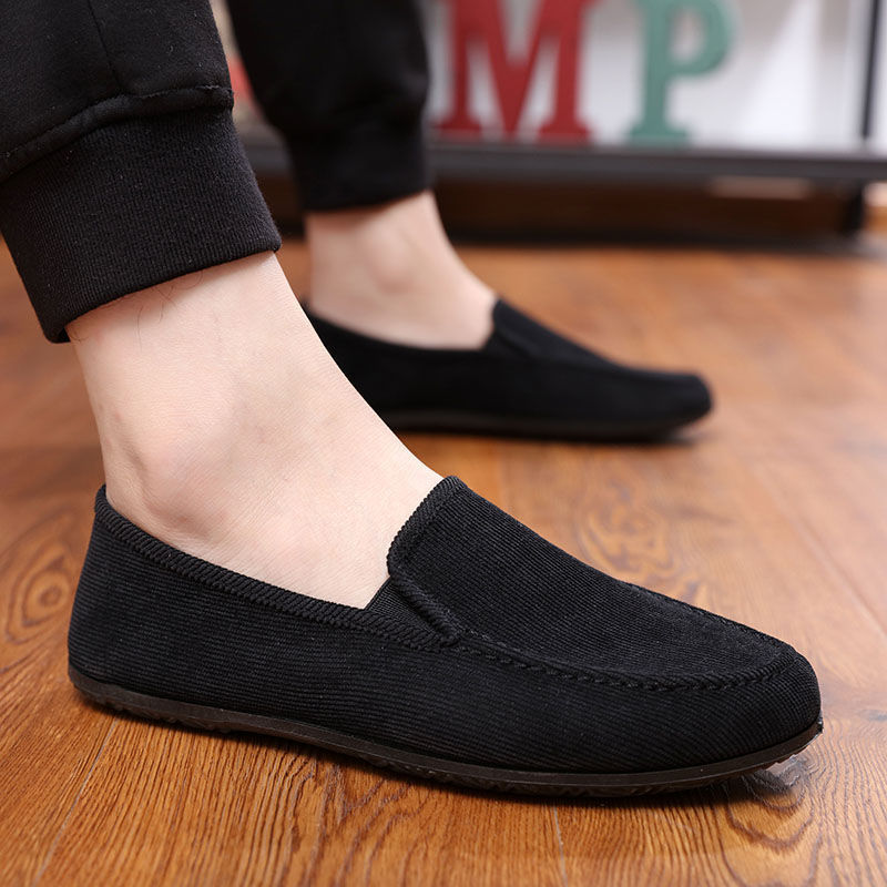 Premium suede loafer black sole back view