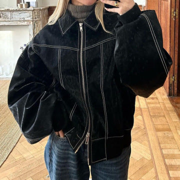 Lapel Zip Moto Jacket