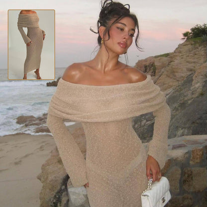 One shoulder knit dress shoulder detail