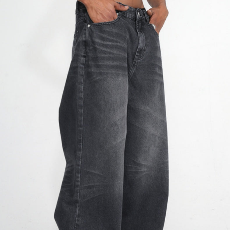 Women's Korean denim trousers side view