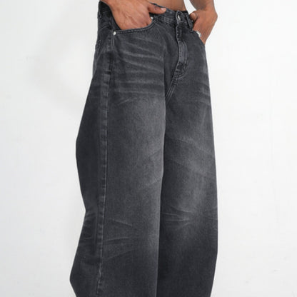 Women's Korean denim trousers side view