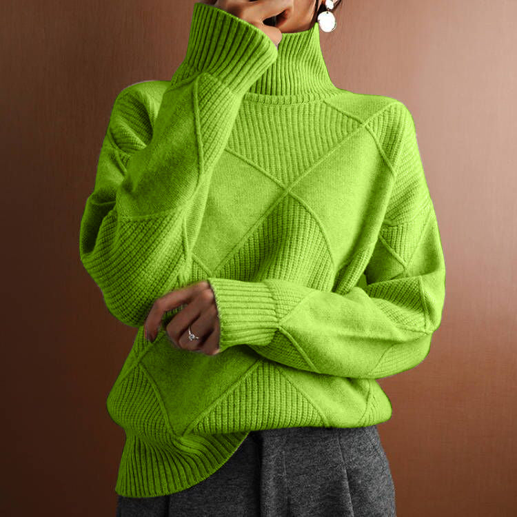 High collar warm sweater full length