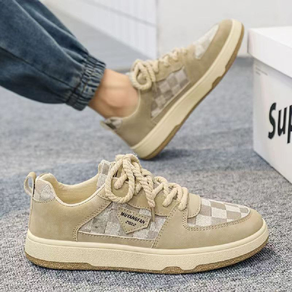 Men's retro chessboard sneakers side view