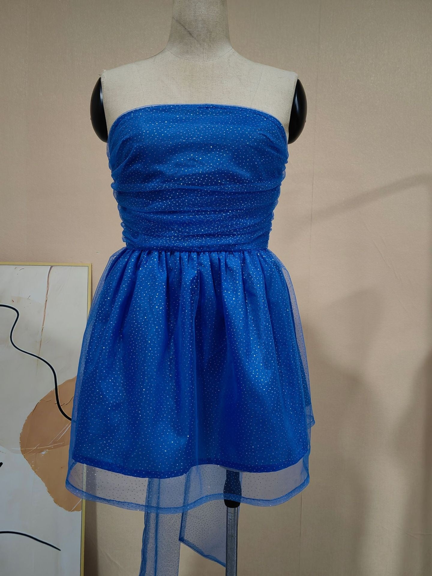 Lace bow tube dress styled