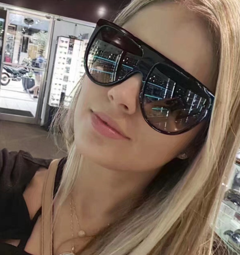 Gradient lens sunglasses on model