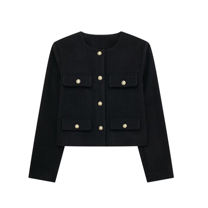 Women's Savile crop blazer fabric close-up