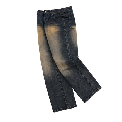 Men's personality straight jeans back view