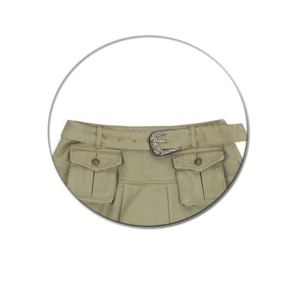 Retro workwear denim skirt color options