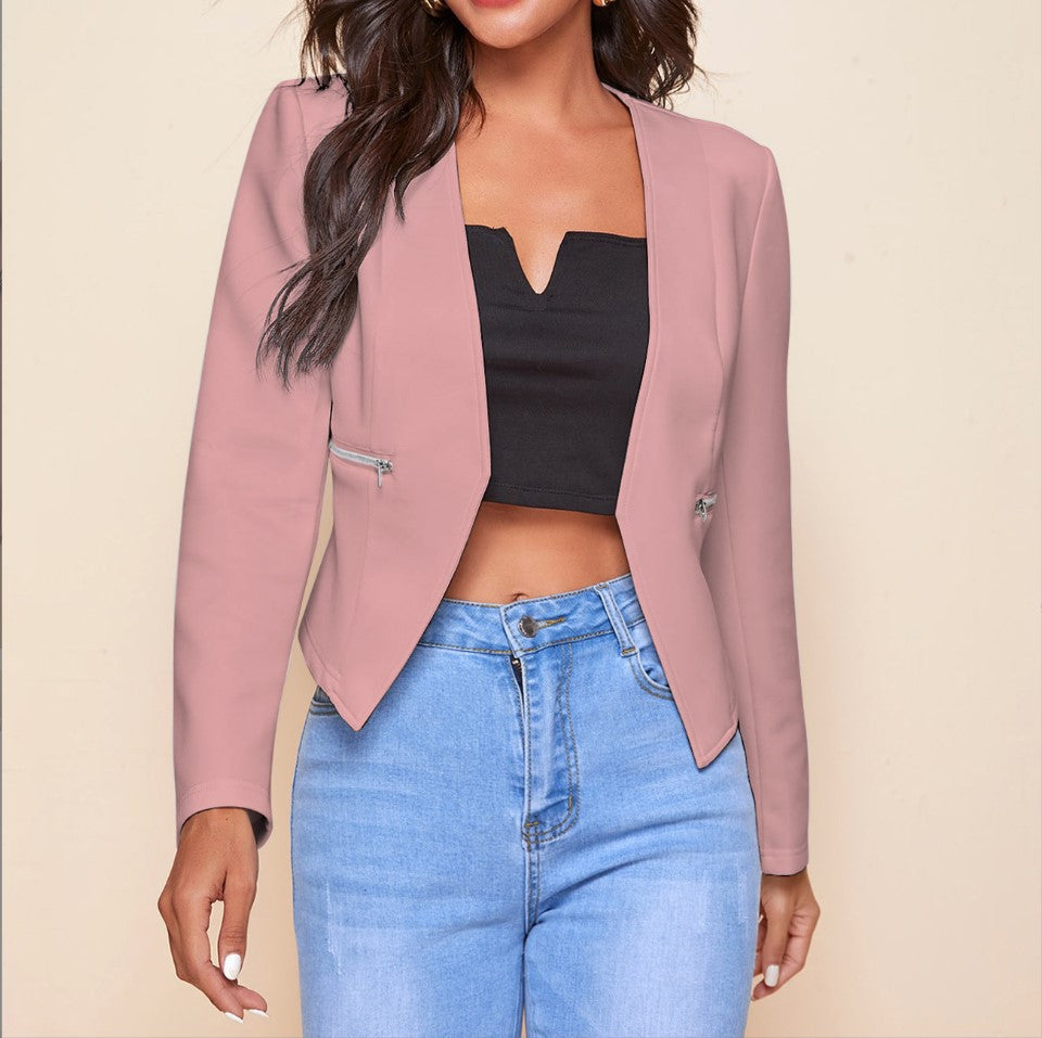 Zip pocket cardigan jacket color options