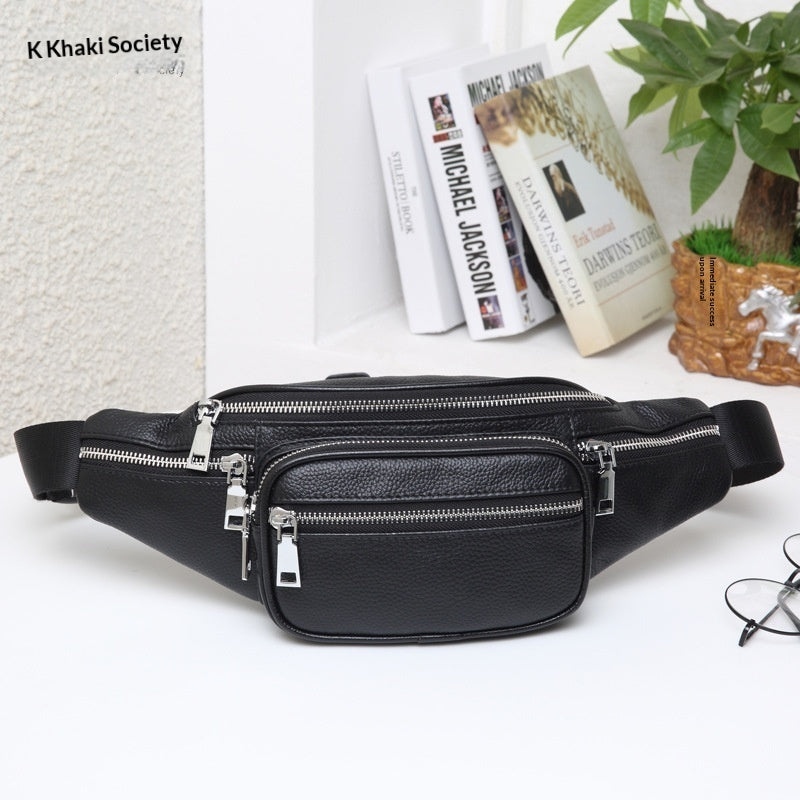 Cowhide leather waist bag side view