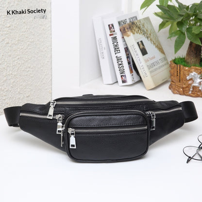 Cowhide leather waist bag side view