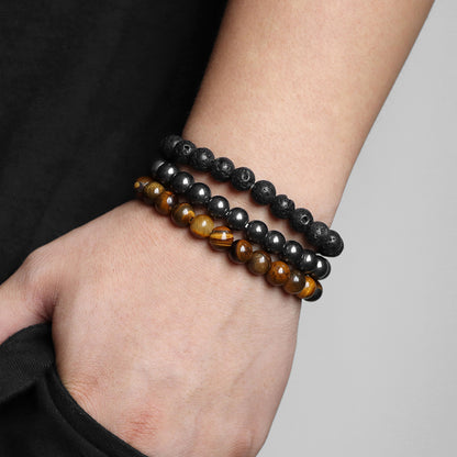 Natural stone bead bracelet side view