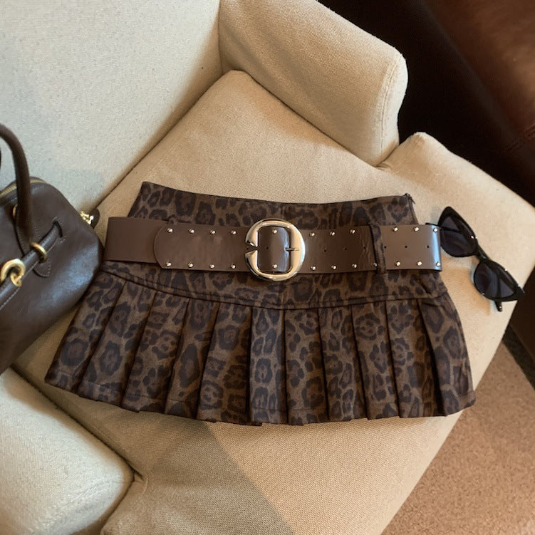 Leopard pleated midi skirt color options