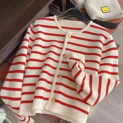 Women's premium striped wool vest fabric close-up