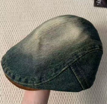 Double brim denim beret color options