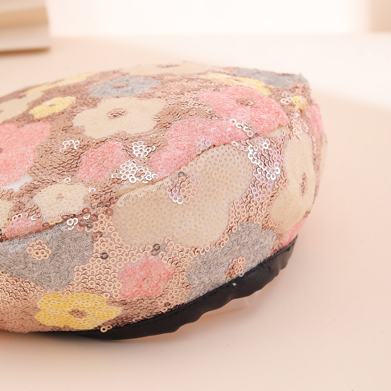 Sequin Flower Beret Hat