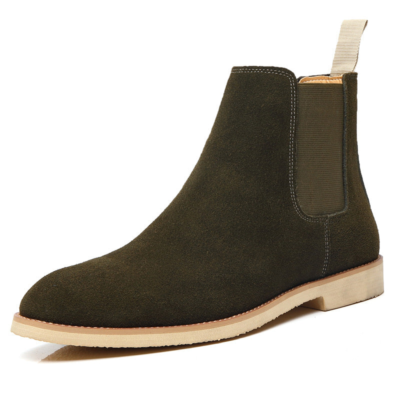 Men's nubuck pointed-toe ankle boots close-up