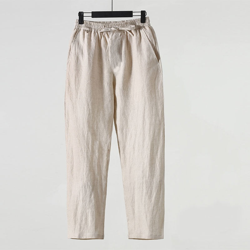 Zanzibar relaxed linen trousers full length model