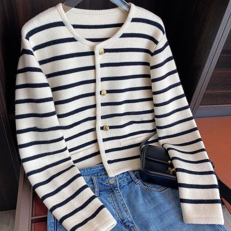 Women's premium striped wool vest alternate color